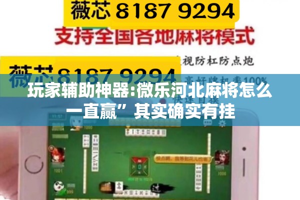 玩家辅助神器:微乐河北麻将怎么一直赢”其实确实有挂