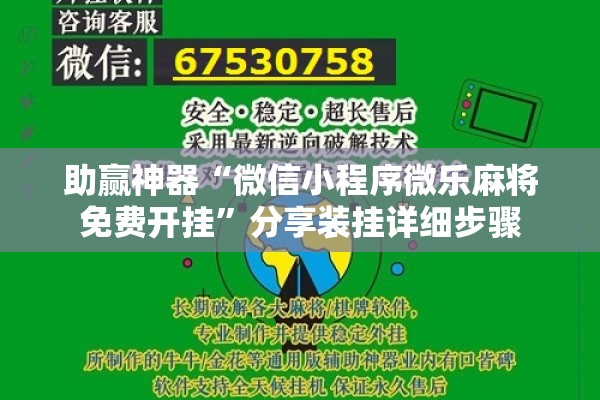 助赢神器“微信小程序微乐麻将免费开挂”分享装挂详细步骤